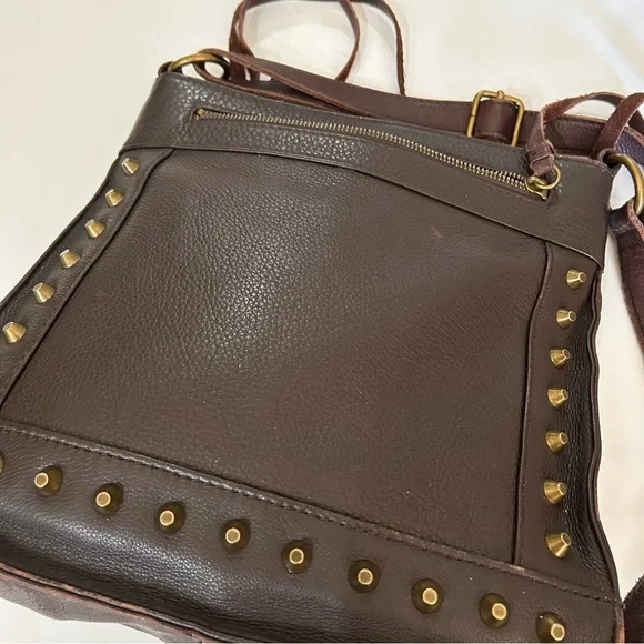 Lucky Brand Brown on Brown Studded Leather Crossbody Bag - Picture 4 of 10